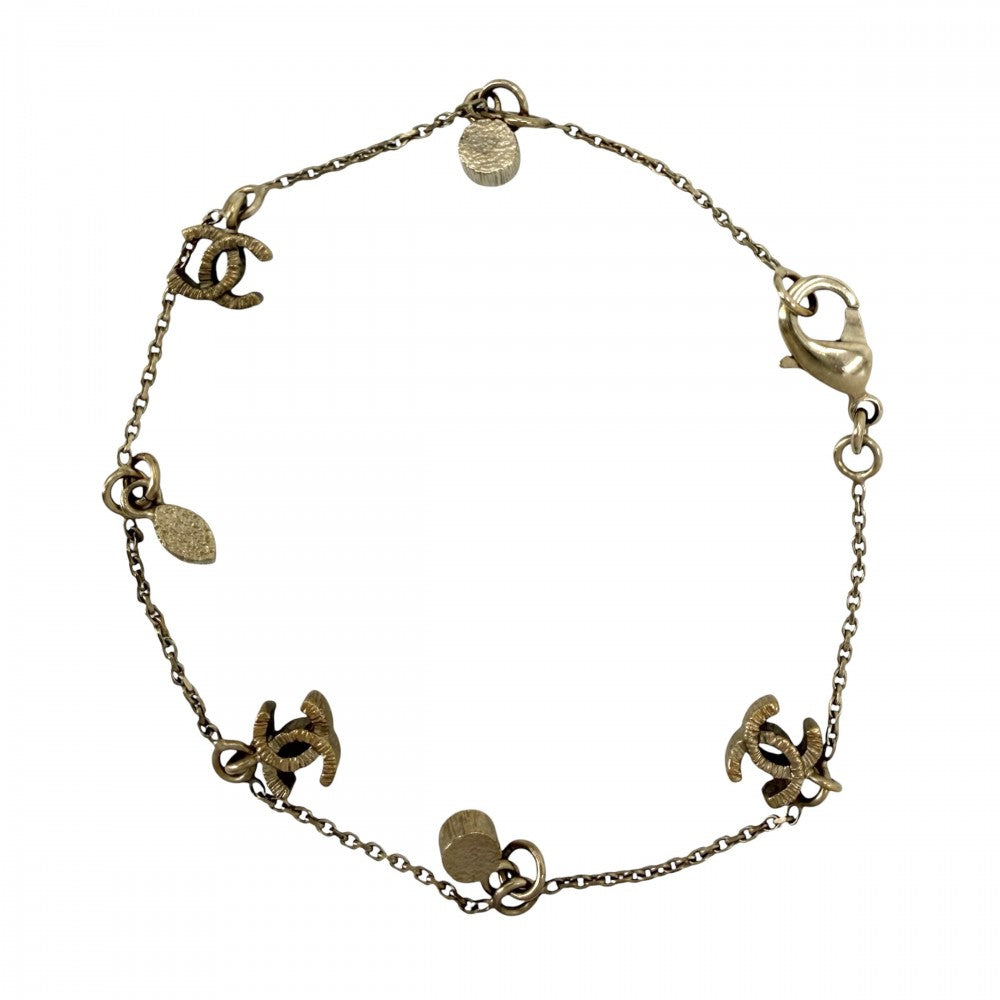 CHANEL シャネル ブレスレット ココマーク ココ チェーン アクセサリー GP ラインストーン 10A レディース 約3.9g 2010年【中古品】