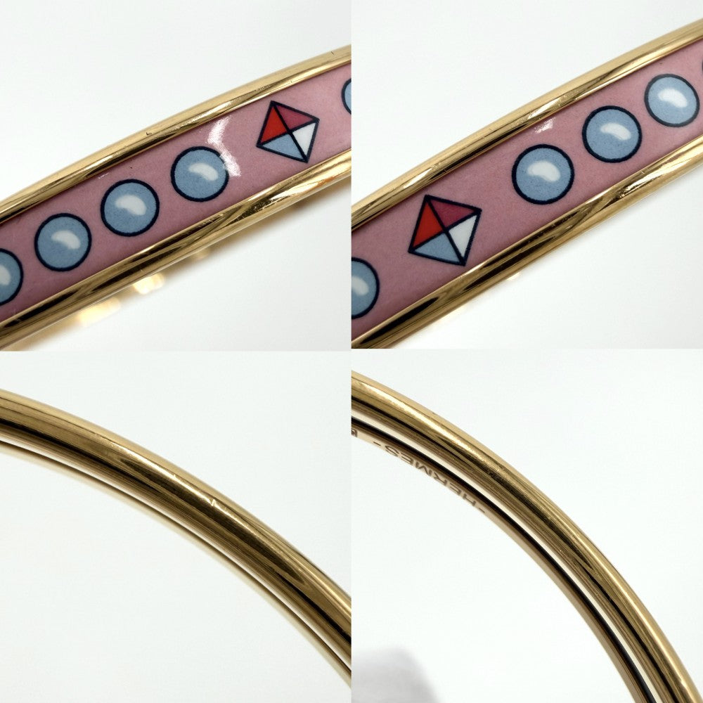 HERMES エルメス バングル エマイユ エナメルブレスレット アクセサリー 小物 七宝焼き ピンク ゴールド金具 レディース 約11.8g【中古品】