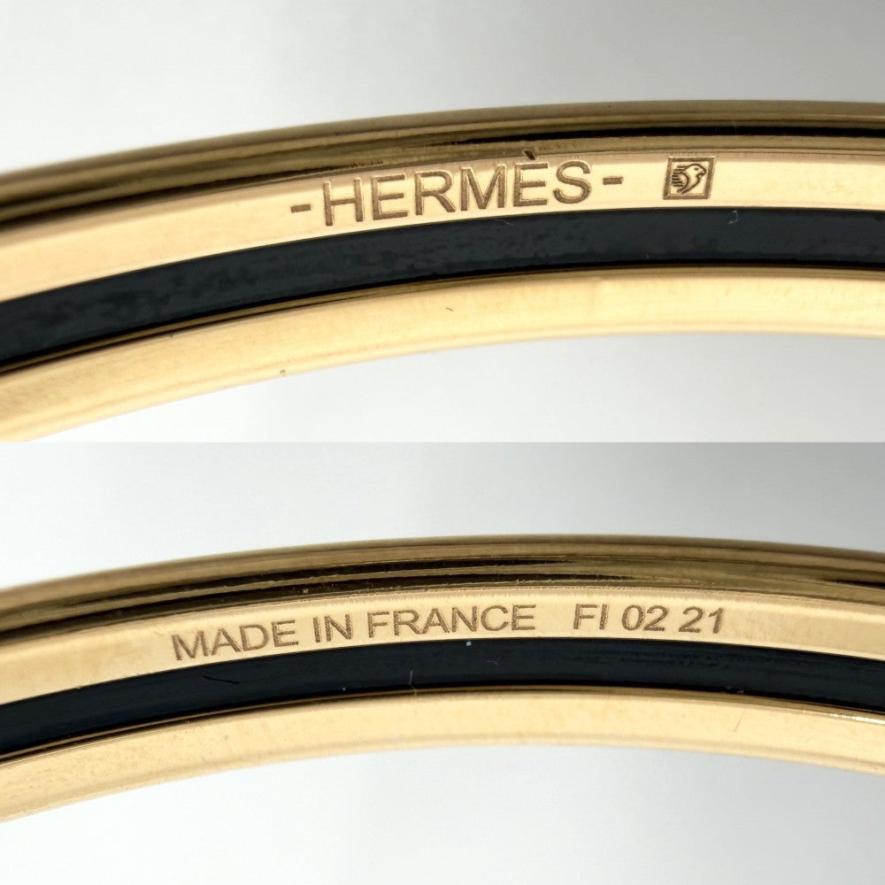 HERMES エルメス バングル エマイユ エナメルブレスレット アクセサリー 小物 七宝焼き ピンク ゴールド金具 レディース 約11.8g【中古品】