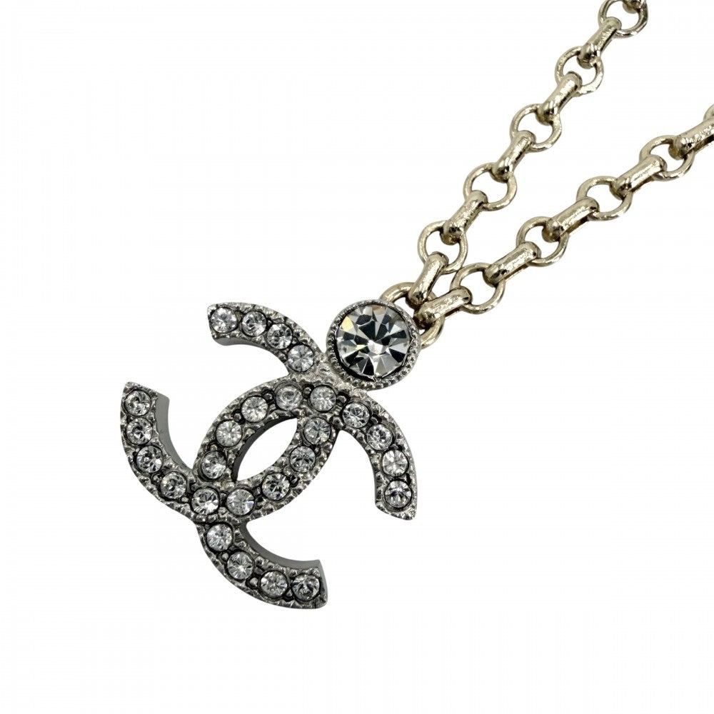 CHANEL シャネル ネックレス ココマーク ペンダント アクセサリー GP ラインストーン I23K ゴールド レディース 約10.3g 2023年【中古品】