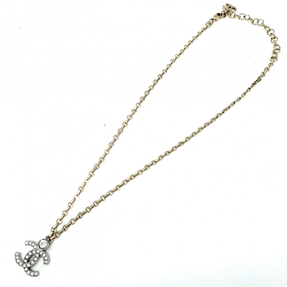 CHANEL シャネル ネックレス ココマーク ペンダント アクセサリー GP ラインストーン I23K ゴールド レディース 約10.3g 2023年【中古品】