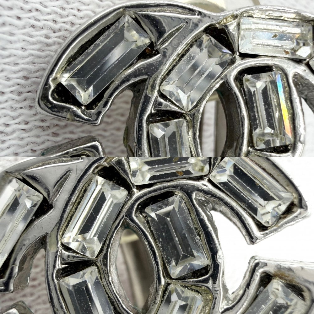 CHANEL シャネル イヤリング ココマーク アクセサリー ラインストーン 01P シルバー レディース 約7.0g 2001年【中古品】