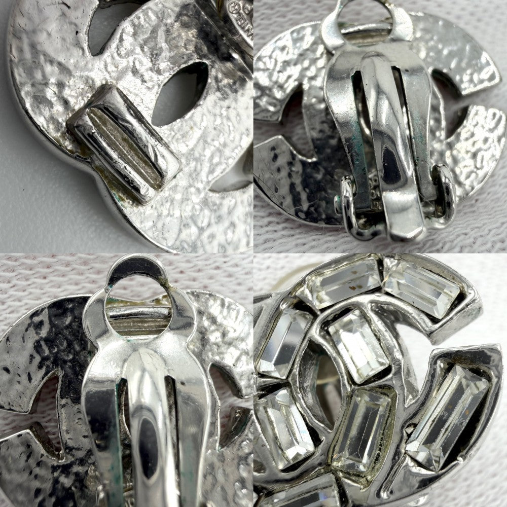 CHANEL シャネル イヤリング ココマーク アクセサリー ラインストーン 01P シルバー レディース 約7.0g 2001年【中古品】