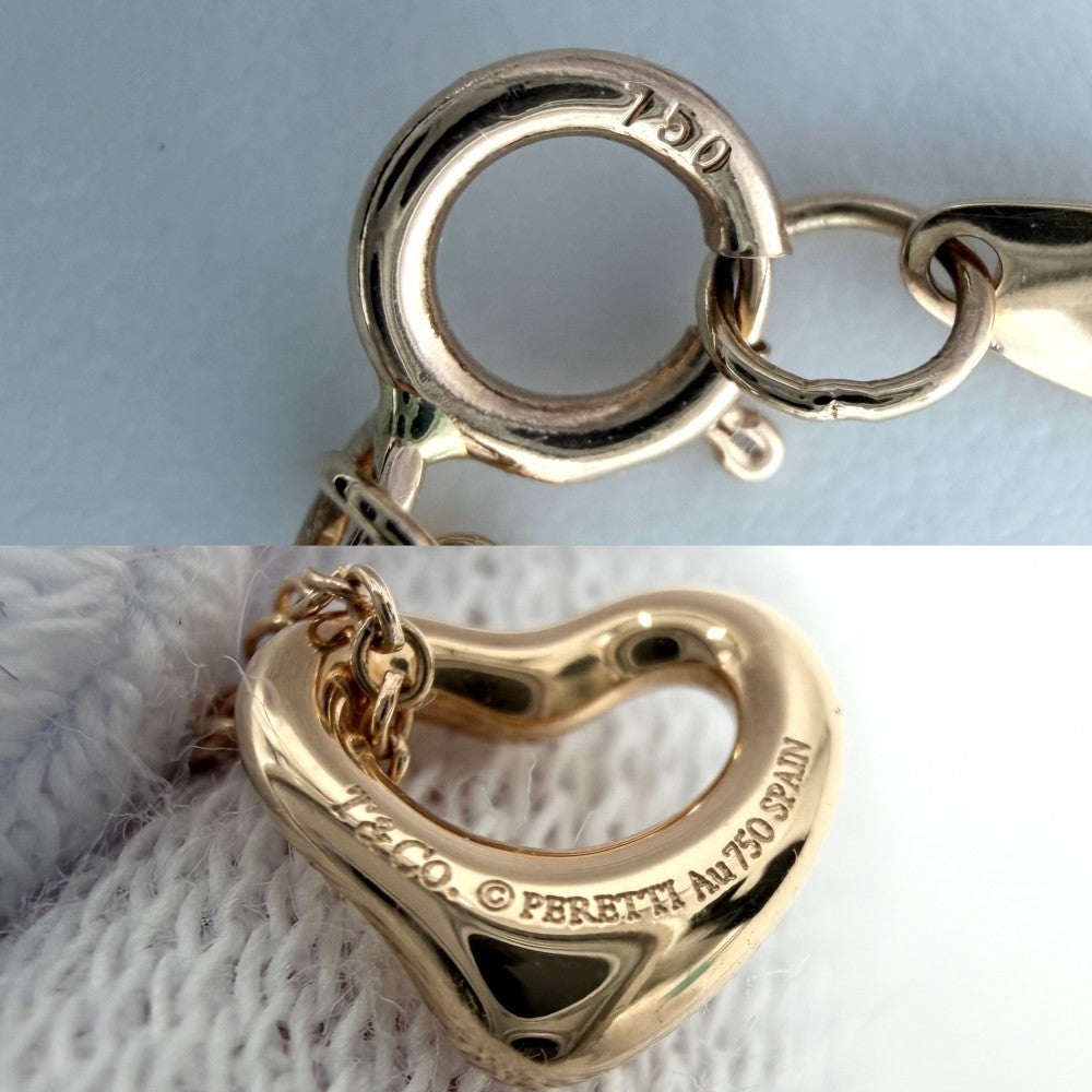 TIFFANY&Co. ティファニー ネックレス エルサペレッティ オープンハート 18金 Au750 PG ジュエリー アクセサリー K18ピンクゴールド レディース 約1.5g【中古品】