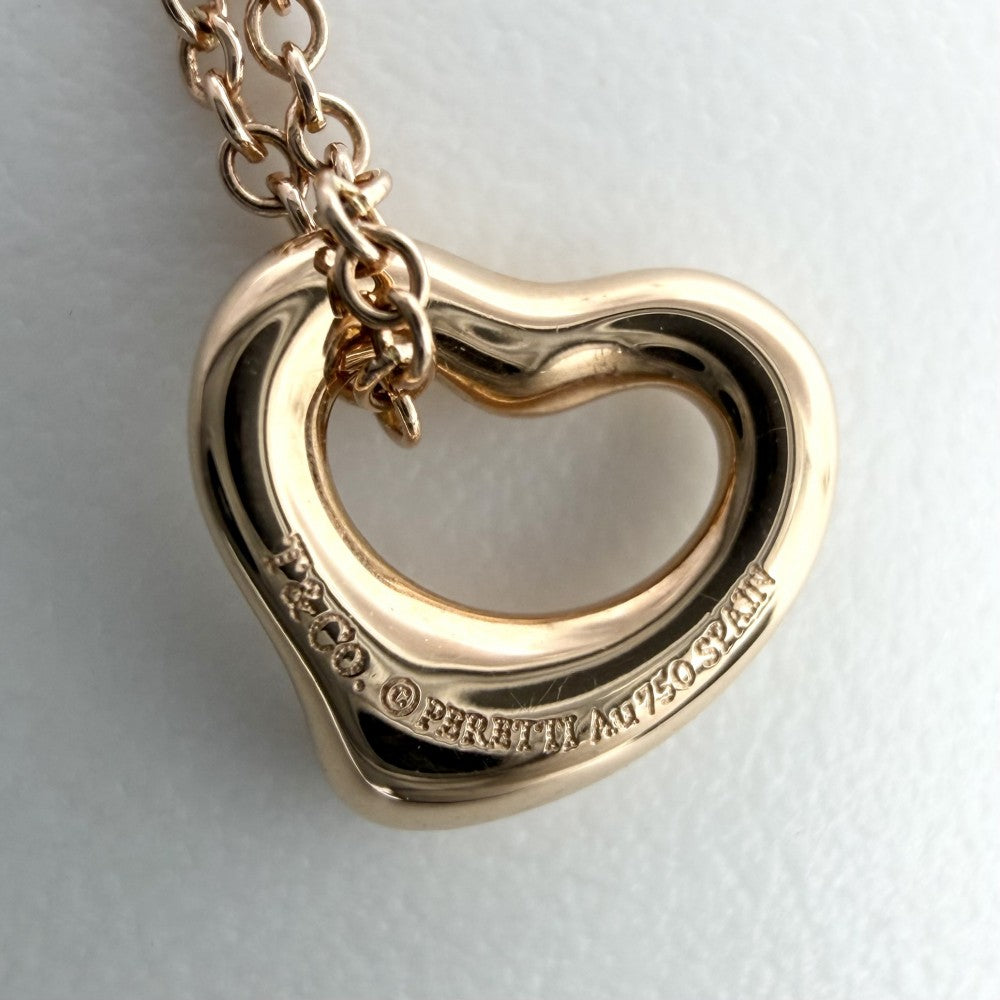 TIFFANY&Co. ティファニー ネックレス エルサペレッティ オープンハート 18金 Au750 PG ジュエリー アクセサリー K18ピンクゴールド レディース 約1.5g【中古品】