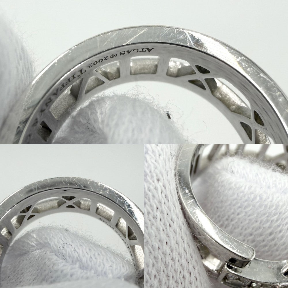 TIFFANY&Co. ティファニー 指輪 アトラス オープン リング ジュエリー アクセサリー Au750 18金WG K18ホワイトゴールド ダイヤモンド 約12.5号 レディース 約7.4g【中古品】