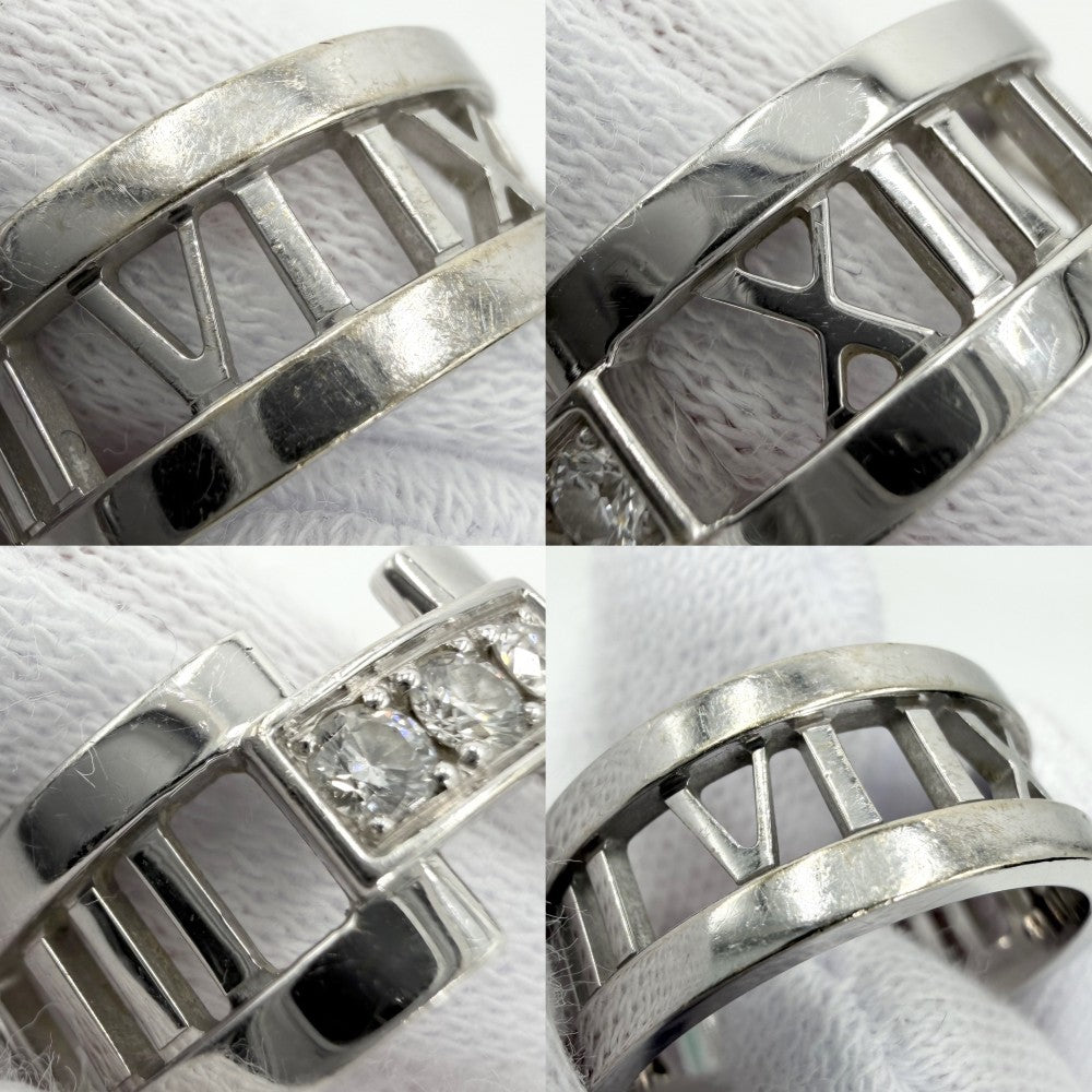 TIFFANY&Co. ティファニー 指輪 アトラス オープン リング ジュエリー アクセサリー Au750 18金WG K18ホワイトゴールド ダイヤモンド 約12.5号 レディース 約7.4g【中古品】