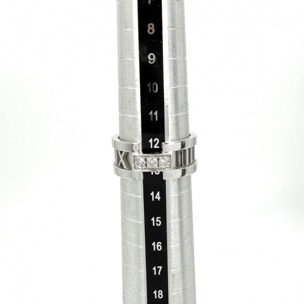 TIFFANY&Co. ティファニー 指輪 アトラス オープン リング ジュエリー アクセサリー Au750 18金WG K18ホワイトゴールド ダイヤモンド 約12.5号 レディース 約7.4g【中古品】