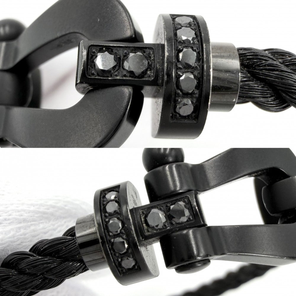 FRED フレッド ブレスレット フォース10 ラージモデル ジュエリー アクセサリー チタン ブラックダイヤモンド0.32ct ブラック 黒 ユニセックス 約5.6g【中古品】