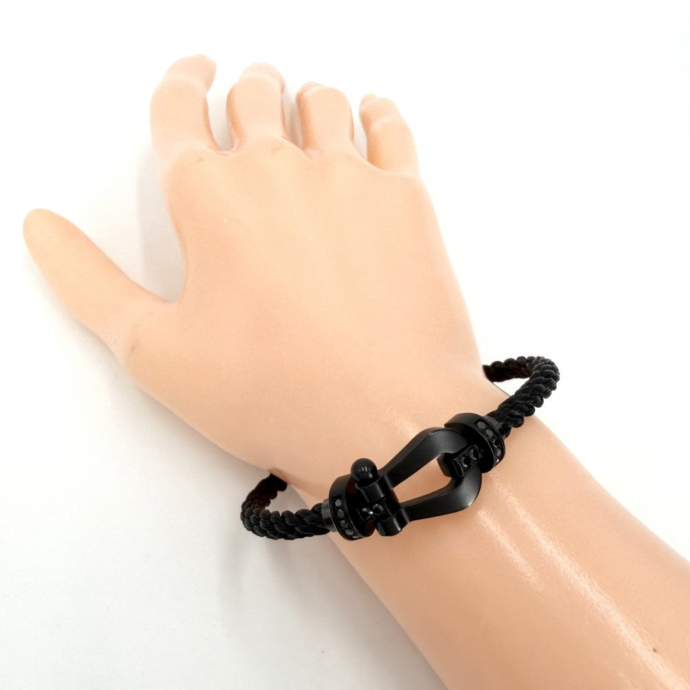 FRED フレッド ブレスレット フォース10 ラージモデル ジュエリー アクセサリー チタン ブラックダイヤモンド0.32ct ブラック 黒 ユニセックス 約5.6g【中古品】