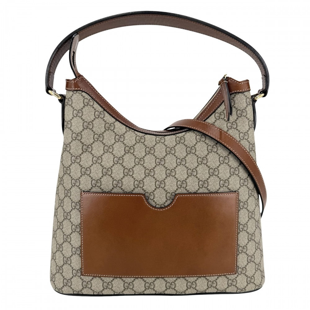 GUCCI グッチ 2WAY ホーボーバッグ ハンドバッグ ショルダーバッグ 414930 GGスプリームキャンバス レザー ベージュ ブラウン 茶 ゴールド金具 レディース【中古品】