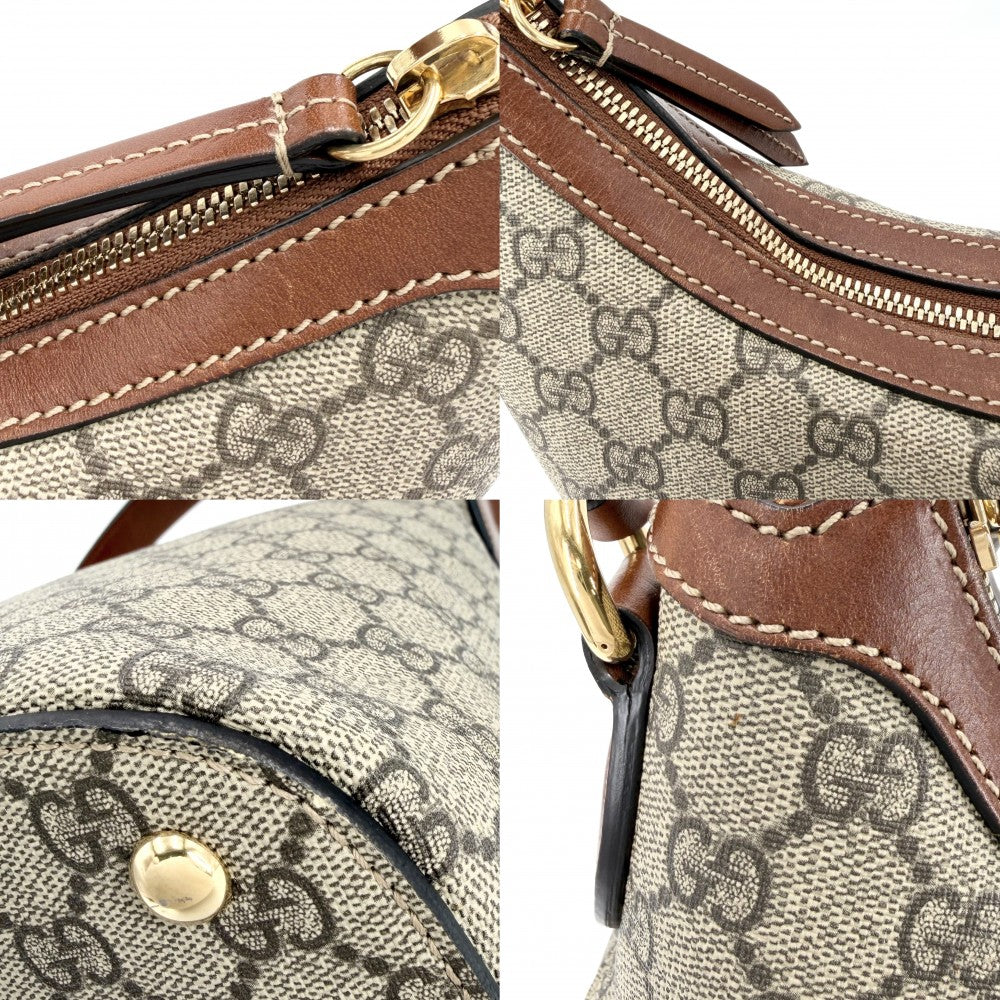 GUCCI グッチ 2WAY ホーボーバッグ ハンドバッグ ショルダーバッグ 414930 GGスプリームキャンバス レザー ベージュ ブラウン 茶 ゴールド金具 レディース【中古品】