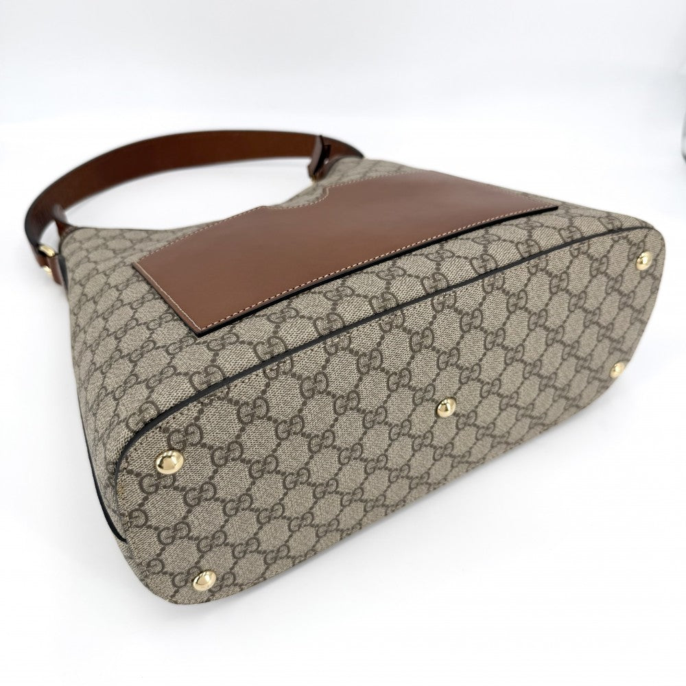 GUCCI グッチ 2WAY ホーボーバッグ ハンドバッグ ショルダーバッグ 414930 GGスプリームキャンバス レザー ベージュ ブラウン 茶 ゴールド金具 レディース【中古品】
