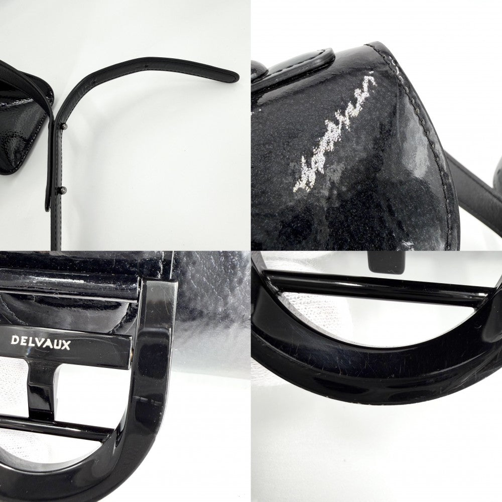 2WAY デルヴォー ブリヨンミニ ハンドバッグ ショルダーバッグ DELVAUX エナメル かばん 鞄 パテントレザー ダークネイビー シルバー金具 レディース【中古品】