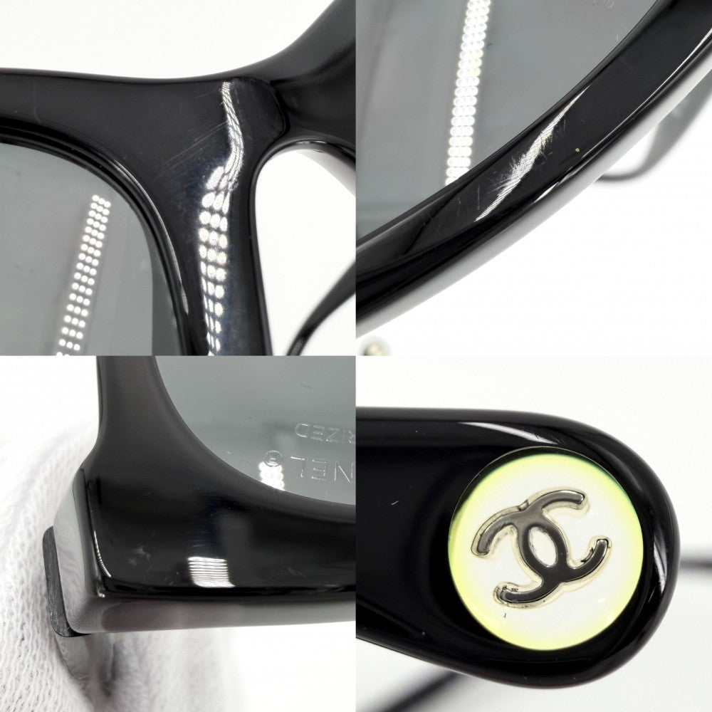 CHANEL シャネル サングラス ロゴ ココマーク 眼鏡 アイウェア 5523 アセテート ブラック 黒 シルバー金具 レディース【中古品】