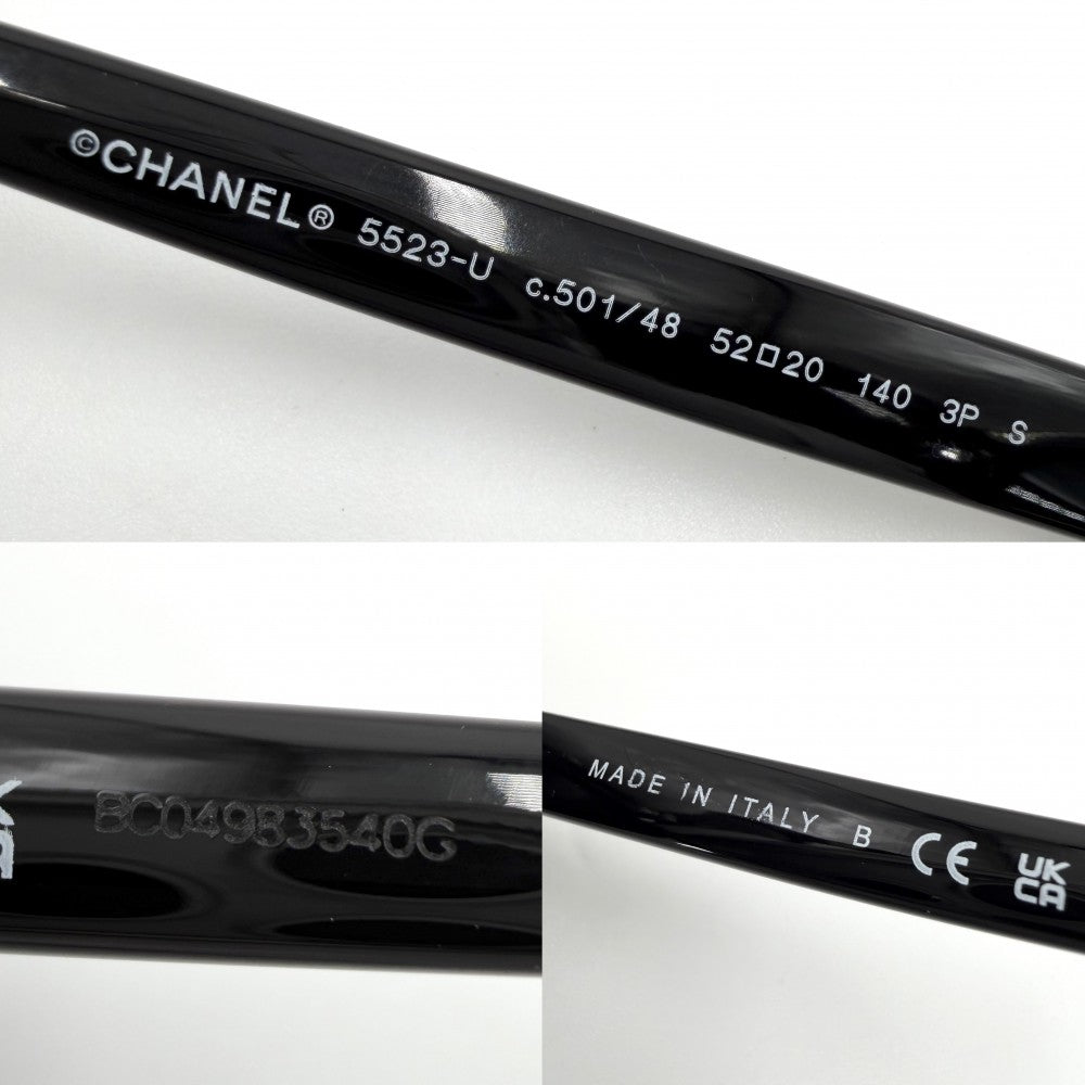 CHANEL シャネル サングラス ロゴ ココマーク 眼鏡 アイウェア 5523 アセテート ブラック 黒 シルバー金具 レディース【中古品】