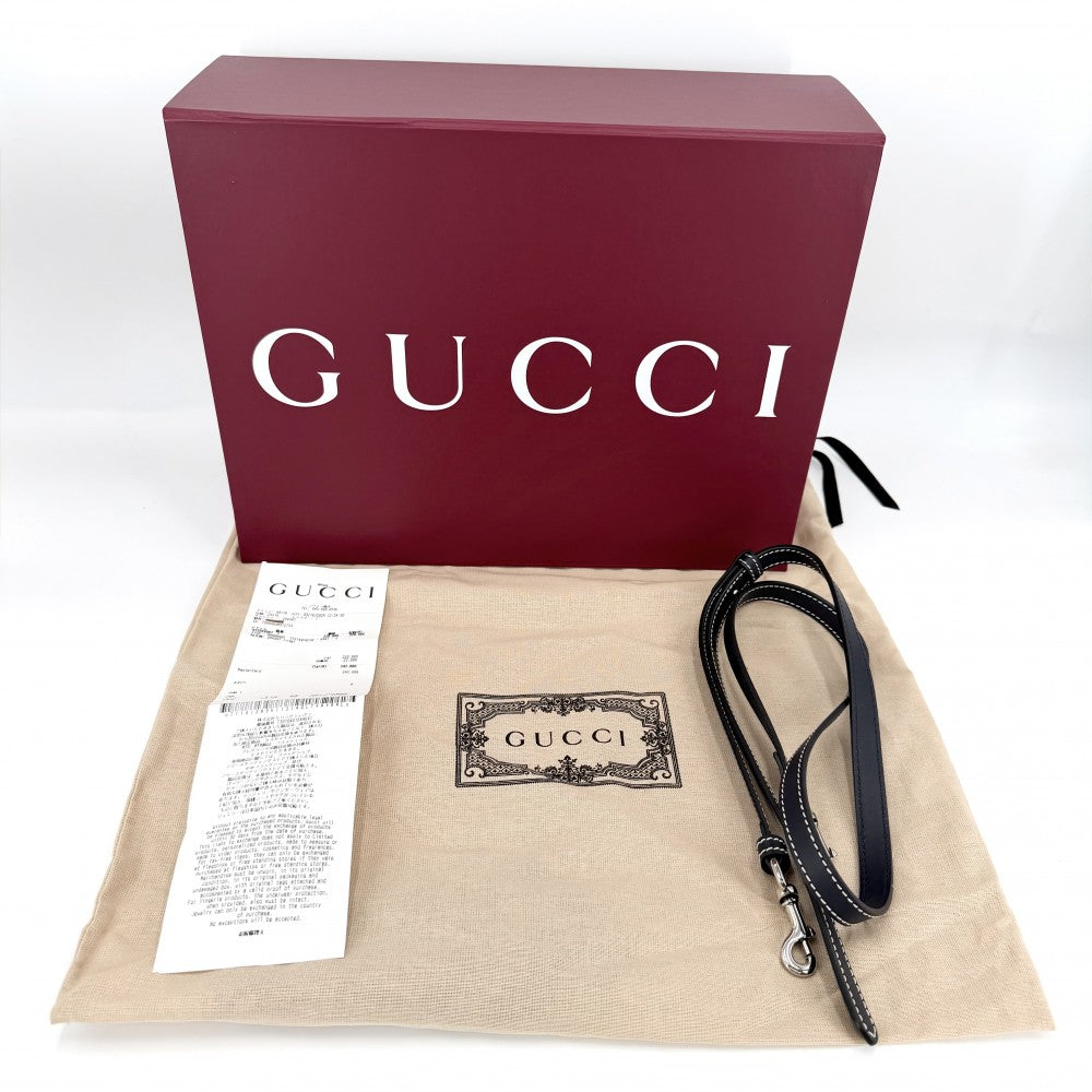 GUCCI グッチ 2WAY 日本限定 ミディアムトートバッグ ハンドバッグ ショルダーバッグ グッチ リド 772144 コットンリネンキャンバス レザー ベージュ ネイビー 紺 シルバー金具 レディース【中古品】
