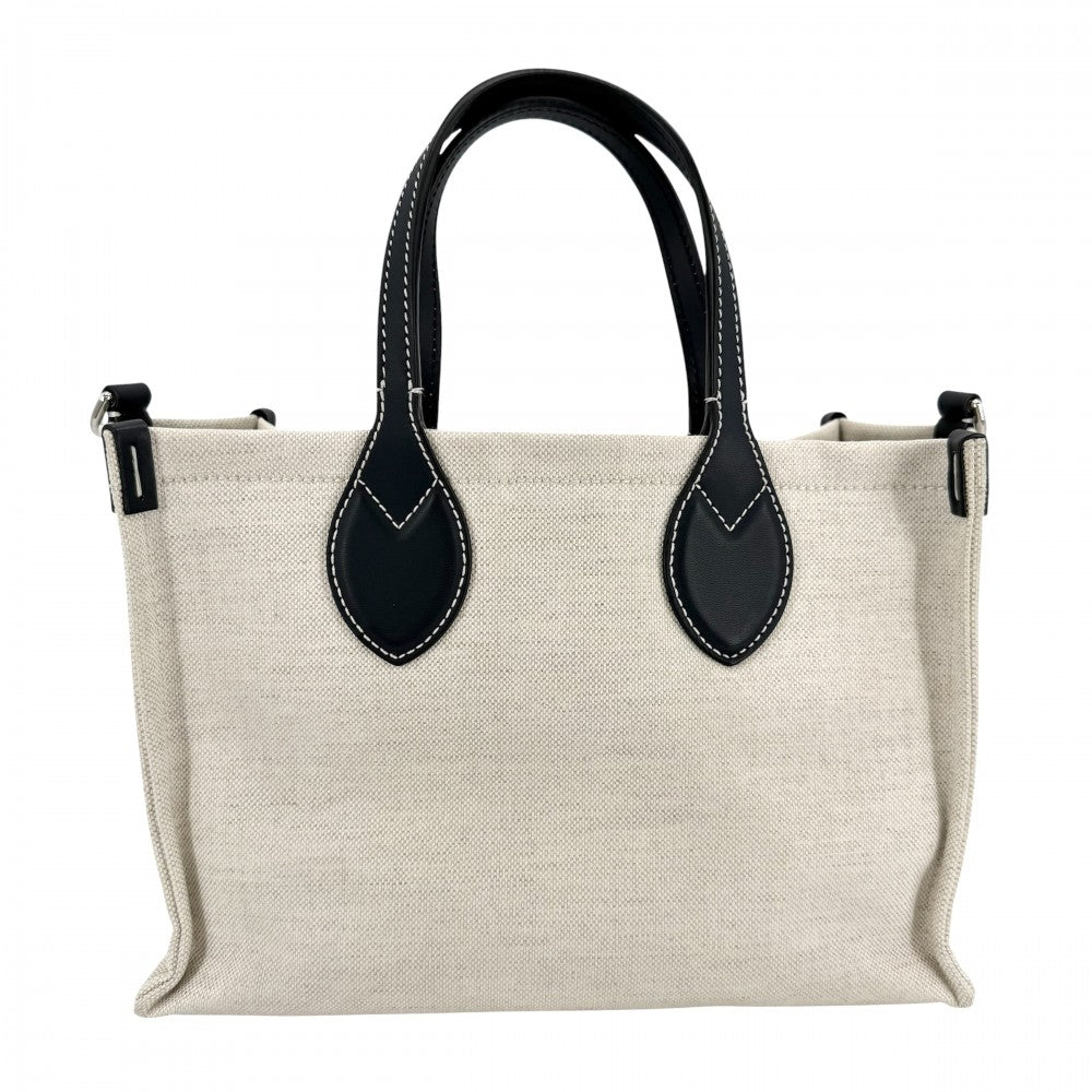 GUCCI グッチ 2WAY 日本限定 ミディアムトートバッグ ハンドバッグ ショルダーバッグ グッチ リド 772144 コットンリネンキャンバス レザー ベージュ ネイビー 紺 シルバー金具 レディース【中古品】