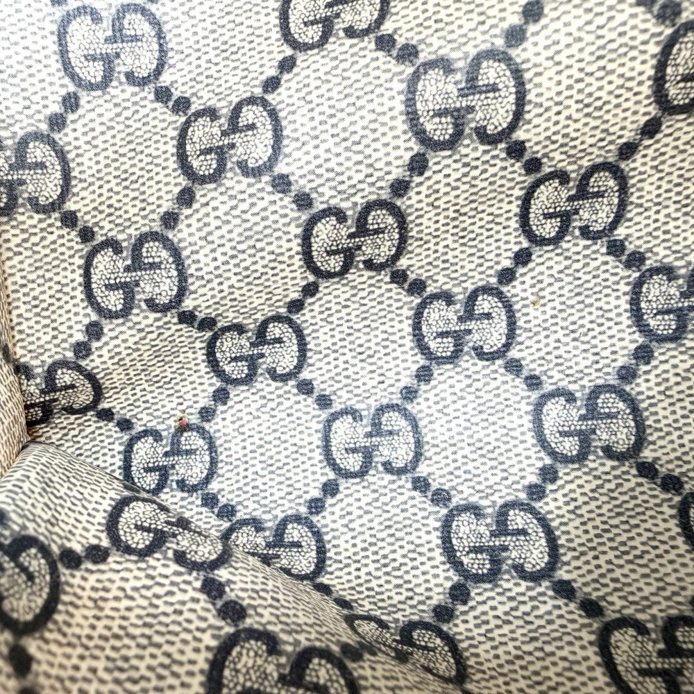 GUCCI グッチ 2WAY 日本限定 ミディアムトートバッグ ハンドバッグ ショルダーバッグ グッチ リド 772144 コットンリネンキャンバス レザー ベージュ ネイビー 紺 シルバー金具 レディース【中古品】