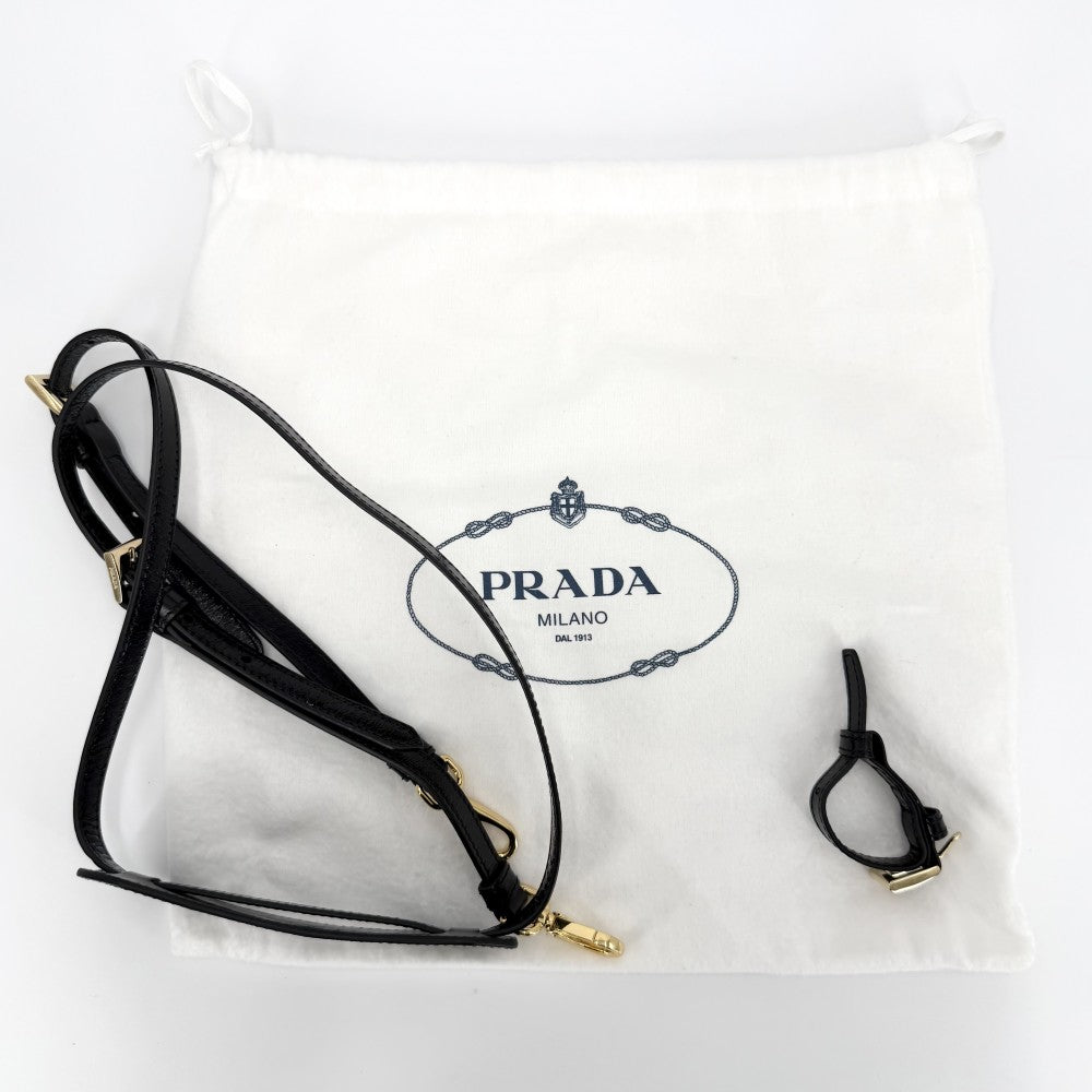 PRADA プラダ 2WAY ボニーミニ ハンドバッグ ショルダーバッグ トライアングルロゴ トートバッグ 1BA486 レザー ブラック 黒 ゴールド金具 レディース【中古品】