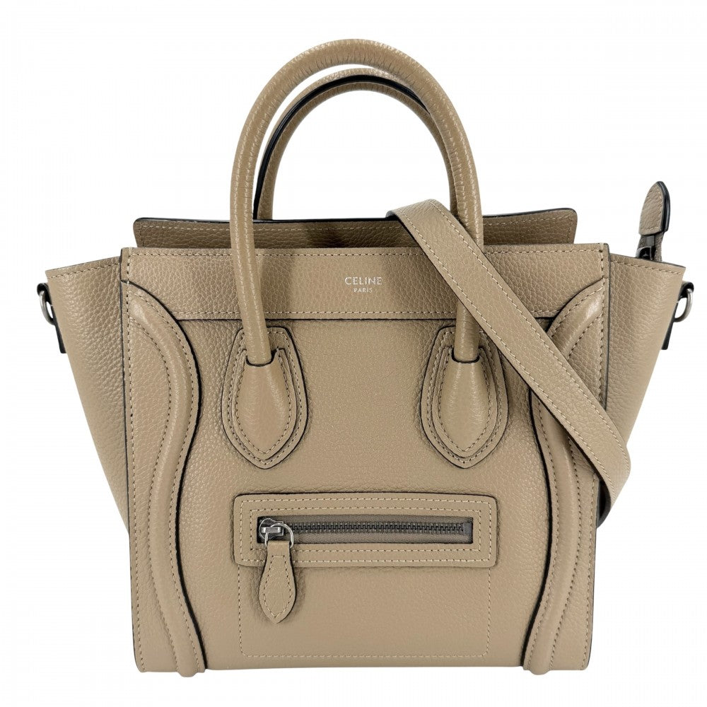 CELINE セリーヌ 2WAY ラゲージ ナノ ハンドバッグ ショルダーバッグ 189243DRU レザー ブラウン 茶 シルバー金具 レディース【中古品】