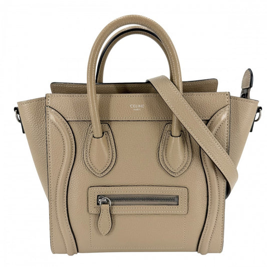 CELINE セリーヌ 2WAY ラゲージ ナノ ハンドバッグ ショルダーバッグ 189243DRU レザー ブラウン 茶 シルバー金具 レディース【中古品】