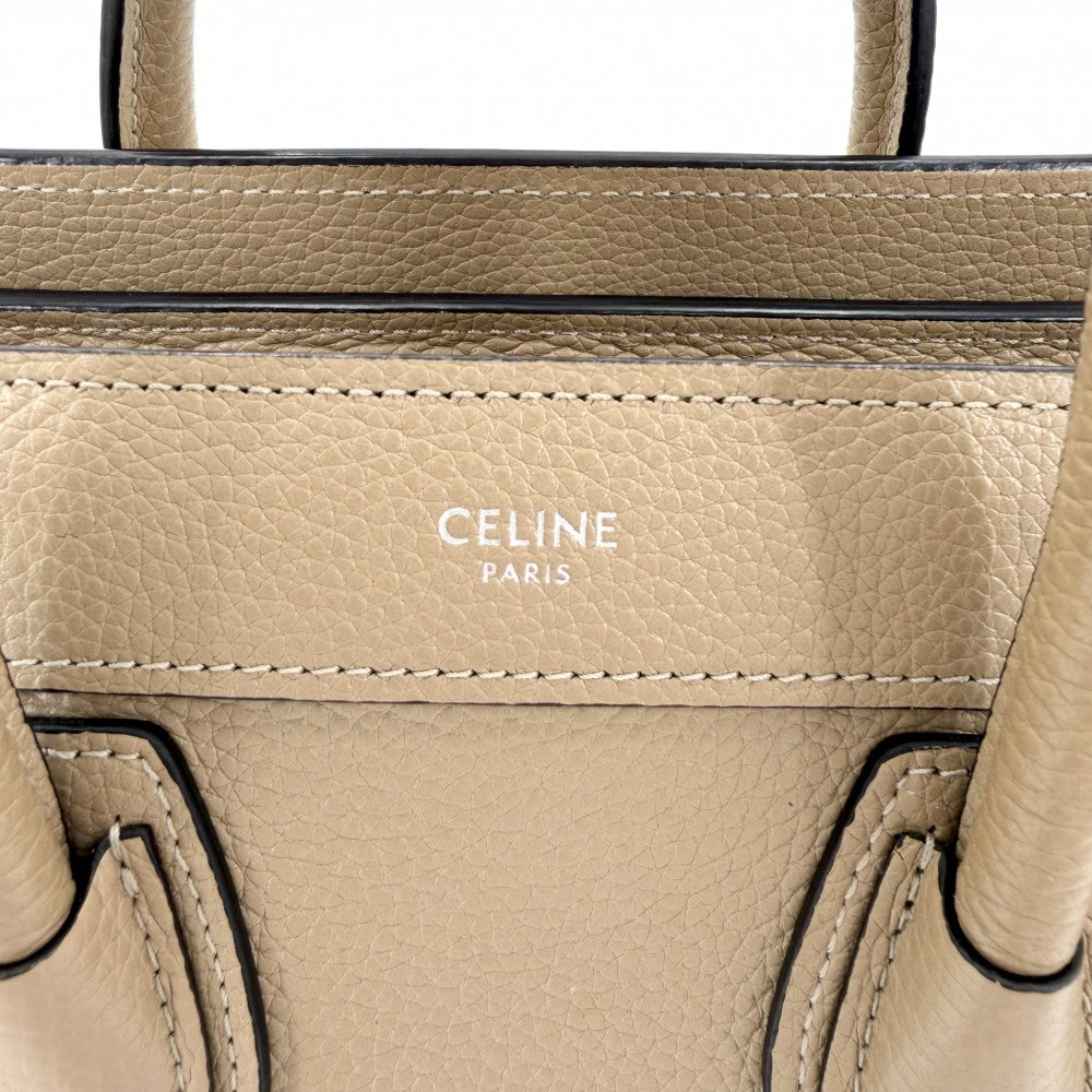 CELINE セリーヌ 2WAY ラゲージ ナノ ハンドバッグ ショルダーバッグ 189243DRU レザー ブラウン 茶 シルバー金具 レディース【中古品】