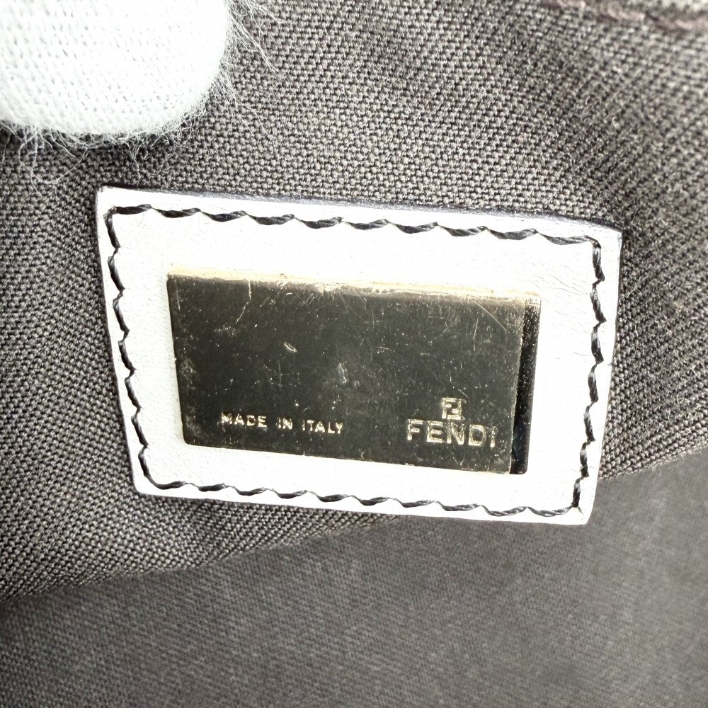FENDI フェンディ ハンドバッグ ズッキーノ ワンハンドバッグ キャンバス レザー ブラック 黒 ホワイト 白 ゴールド金具 レディース【中古品】