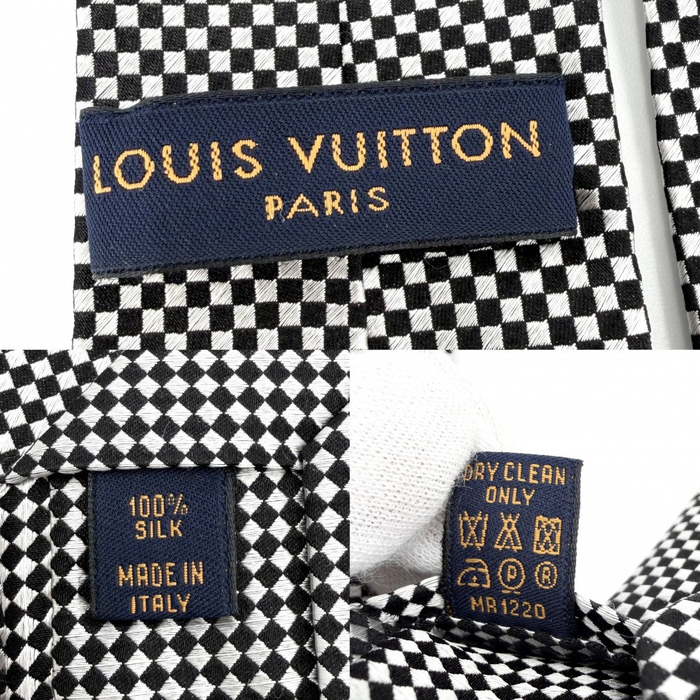 LOUIS VUITTON ルイヴィトン ネクタイ ダミエ クラヴァット･LVフレンズ ファッションアイテム ビジネス MP2962 シルク ブラック 黒 グレー メンズ【中古品】