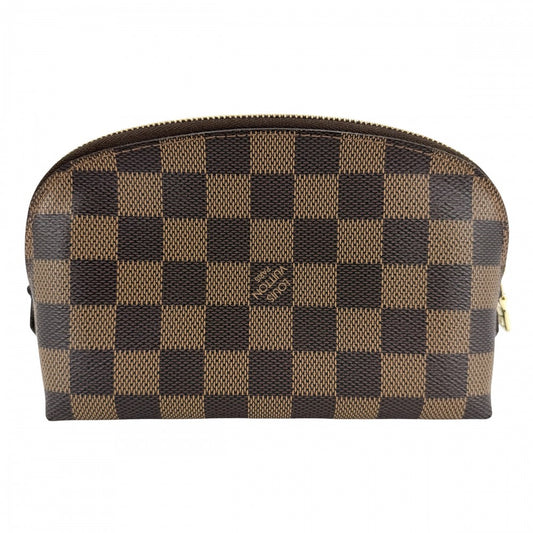 LOUIS VUITTON ルイヴィトン ポーチ ダミエ ポシェットコスメティックPM 化粧ポーチ 小物入れ アクセサリーポーチ N47516 ブラウン 茶 ゴールド金具 レディース【中古品】