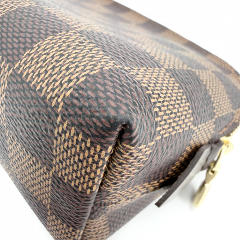 LOUIS VUITTON ルイヴィトン ポーチ ダミエ ポシェットコスメティックPM 化粧ポーチ 小物入れ アクセサリーポーチ N47516 ブラウン 茶 ゴールド金具 レディース【中古品】