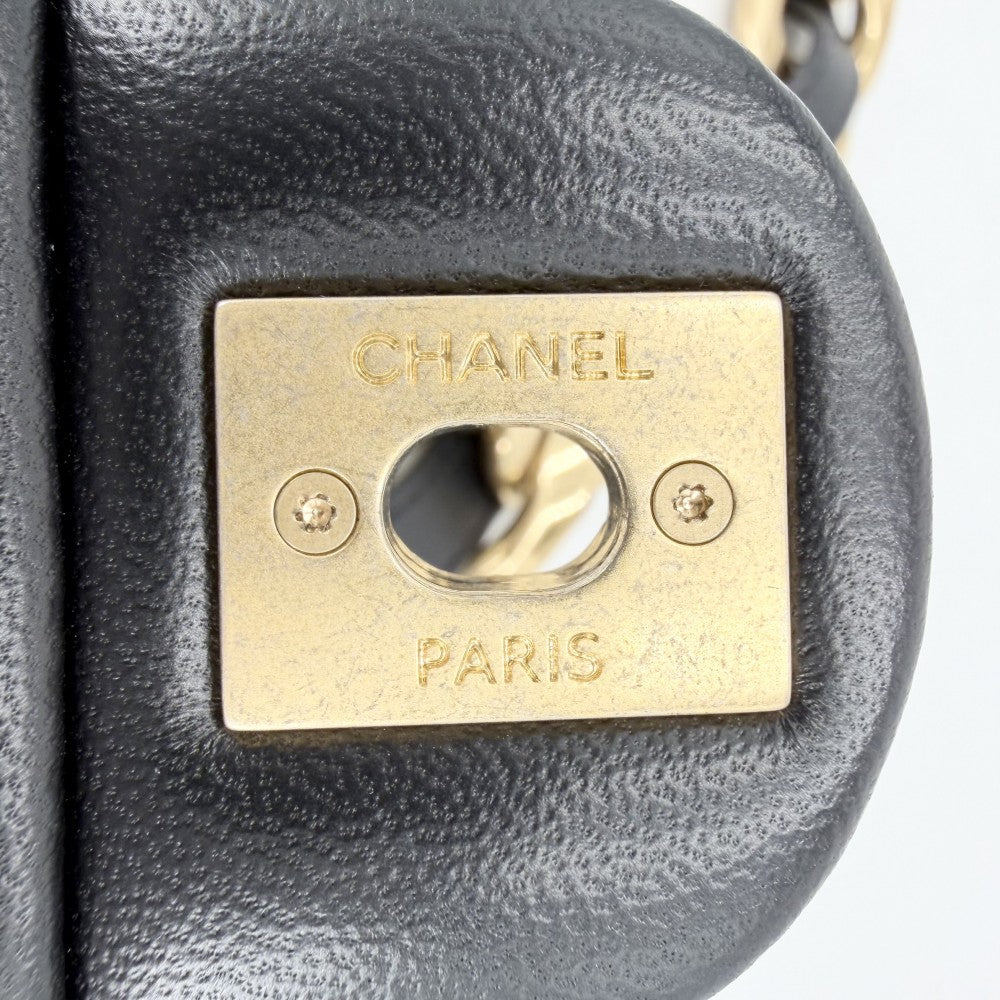 CHANEL シャネル ショルダーバッグ マトラッセ ココマーク チェーン スクエア ミニバッグ ラムスキン ブラック 黒 ゴールド金具 レディース【中古品】