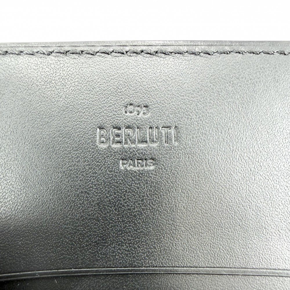 Berluti ベルルッティ カードケース カリグラフィ 二つ折り 名刺入れ 革小物 レザー ブラック系 メンズ【中古品】