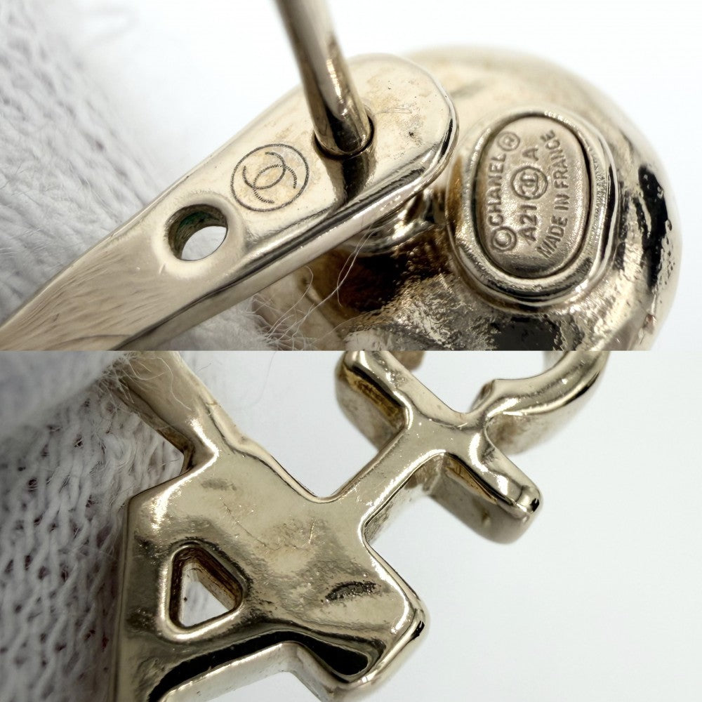 CHANEL シャネル ピアス ココマーク ロゴ アクセサリー スイング GP ラインストーン フェイクパール A21A ゴールド レディース 約6.9g 2021年【中古品】