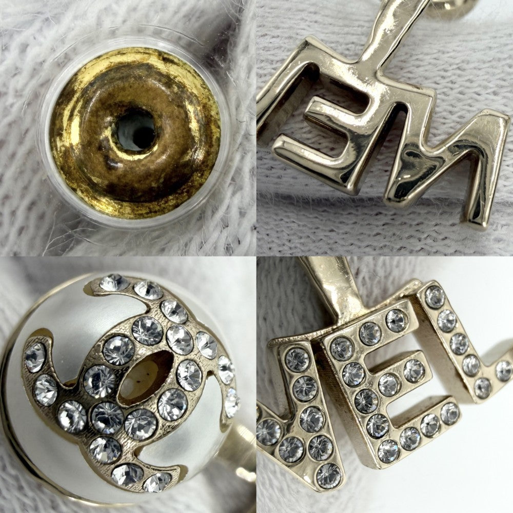 CHANEL シャネル ピアス ココマーク ロゴ アクセサリー スイング GP ラインストーン フェイクパール A21A ゴールド レディース 約6.9g 2021年【中古品】