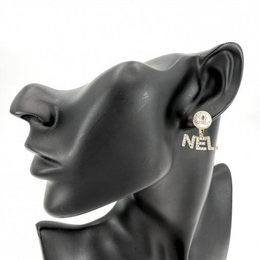 CHANEL シャネル ピアス ココマーク ロゴ アクセサリー スイング GP ラインストーン フェイクパール A21A ゴールド レディース 約6.9g 2021年【中古品】