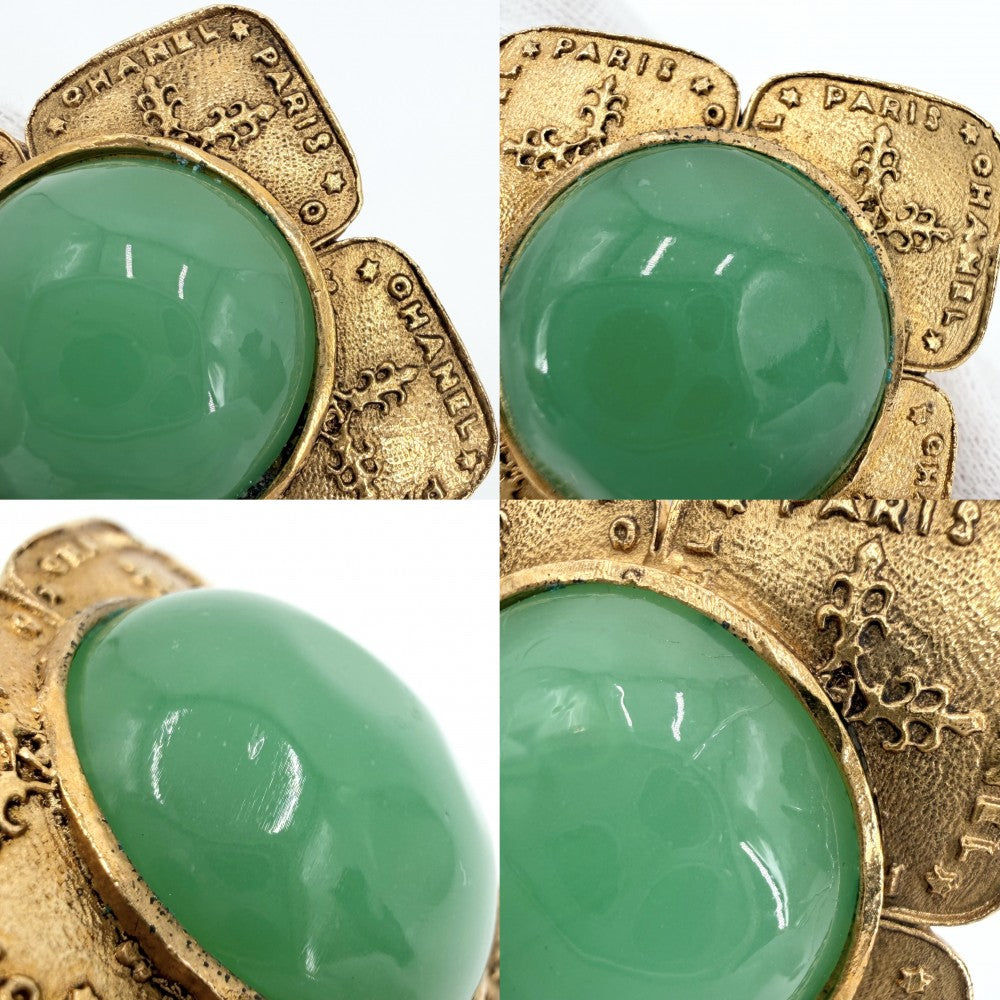 CHANEL シャネル イヤリング ヴィンテージ アクセサリー GP カラーストーン 2 8 ゴールド グリーン 緑 レディース 約33.8g 1993年【中古品】