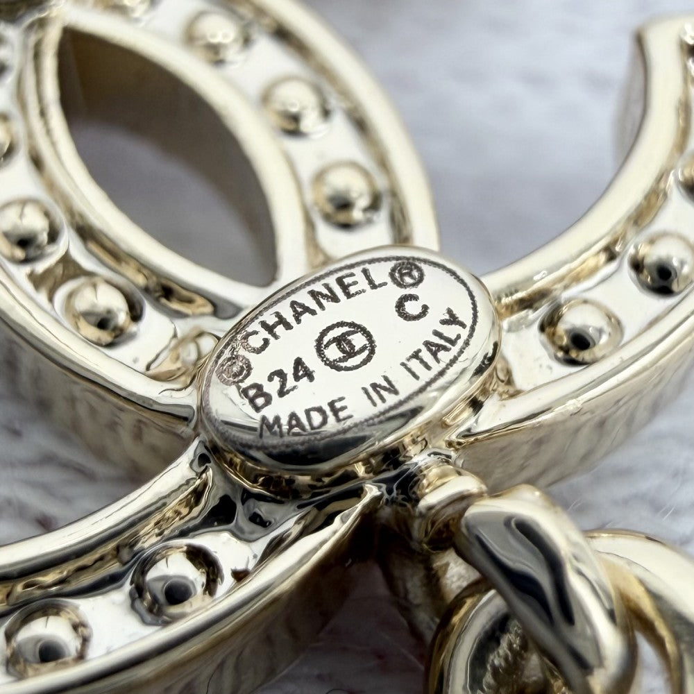CHANEL シャネル ピアス ココマーク スイング アクセサリー スター 星 GP ラインストーン フェイクパール B24C ゴールド レディース 約6.8g 2024年【中古品】