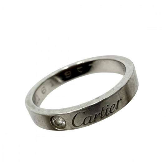 CARTIER カルティエ 指輪 Cドゥ エングレーブド ジュエリー アクセサリー 1Pダイヤ 49サイズ Pt950プラチナ ダイヤモンド 約9号 レディース 約4.8g【中古品】
