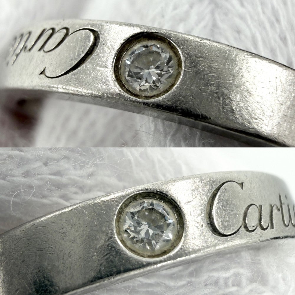 CARTIER カルティエ 指輪 Cドゥ エングレーブド ジュエリー アクセサリー 1Pダイヤ 49サイズ Pt950プラチナ ダイヤモンド 約9号 レディース 約4.8g【中古品】