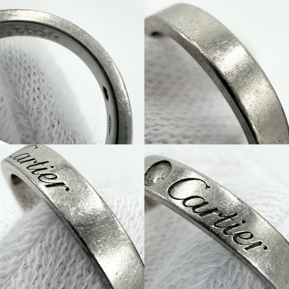 CARTIER カルティエ 指輪 Cドゥ エングレーブド ジュエリー アクセサリー 1Pダイヤ 49サイズ Pt950プラチナ ダイヤモンド 約9号 レディース 約4.8g【中古品】