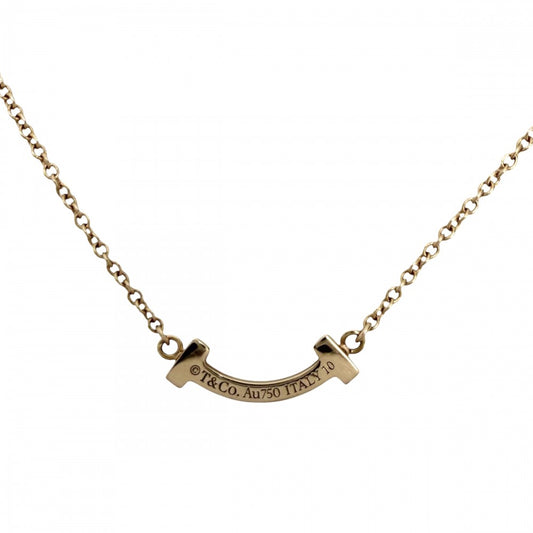 TIFFANY&Co. ティファニー ネックレス Tスマイル ミニペンダント ジュエリー 18金PG Au750 アクセサリー K18ピンクゴールド ダイヤモンド レディース 約2.3g【中古品】
