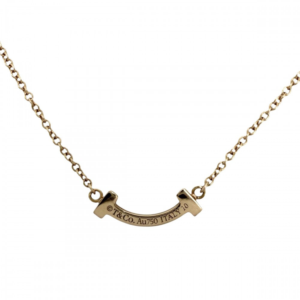 TIFFANY&Co. ティファニー ネックレス Tスマイル ミニペンダント ジュエリー 18金PG Au750 アクセサリー K18ピンクゴールド ダイヤモンド レディース 約2.3g【中古品】