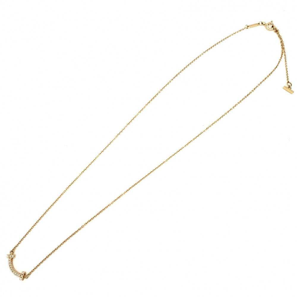 TIFFANY&Co. ティファニー ネックレス Tスマイル ミニペンダント ジュエリー 18金PG Au750 アクセサリー K18ピンクゴールド ダイヤモンド レディース 約2.3g【中古品】