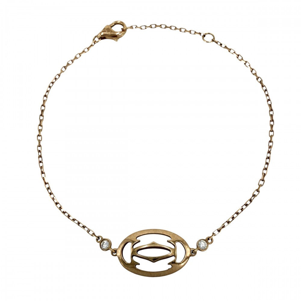 CARTIER カルティエ ブレスレット ロゴ ドゥーブルC ジュエリー アクセサリー 18金PG Au750 K18ピンクゴールド ダイヤモンド レディース 約2.9g【中古品】
