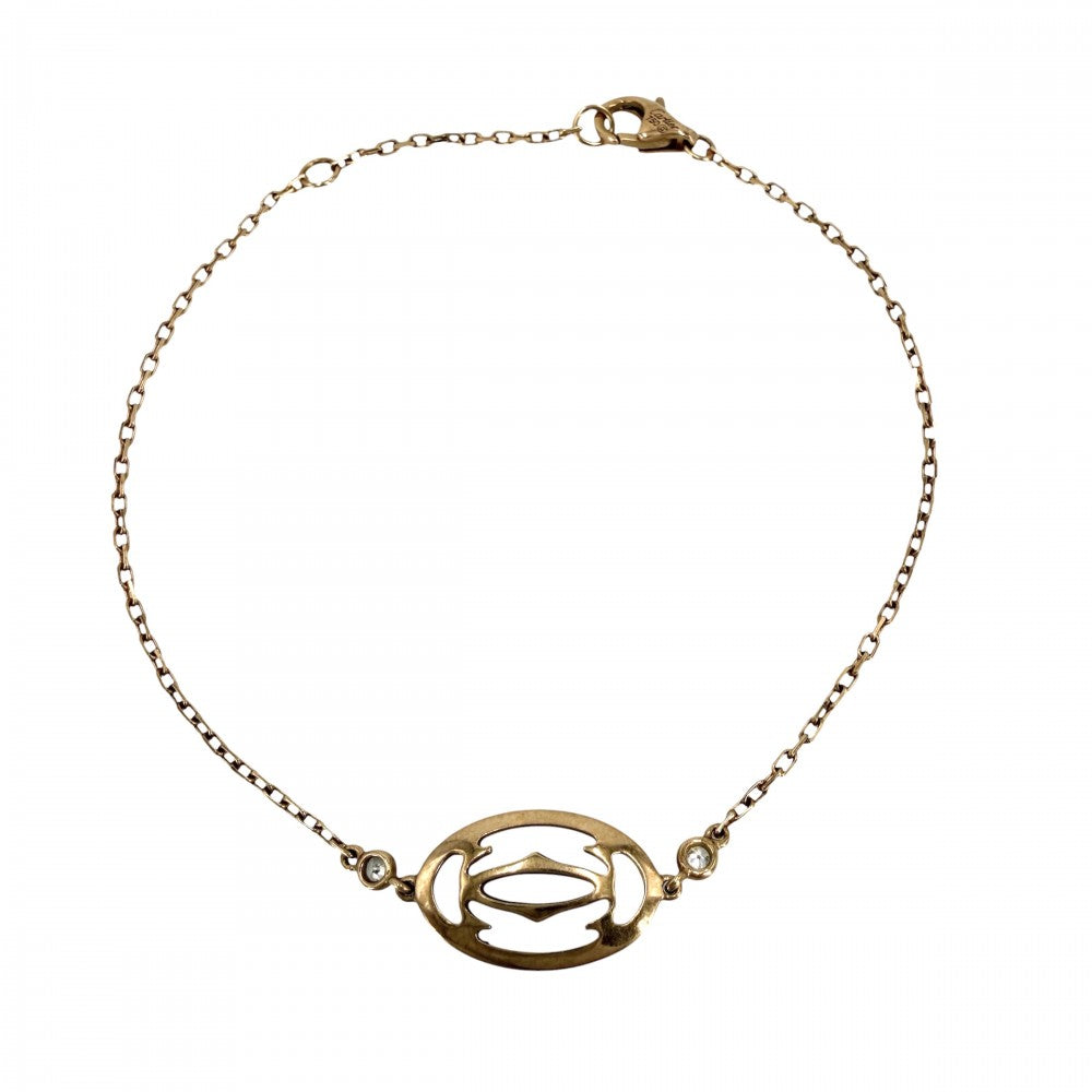 CARTIER カルティエ ブレスレット ロゴ ドゥーブルC ジュエリー アクセサリー 18金PG Au750 K18ピンクゴールド ダイヤモンド レディース 約2.9g【中古品】