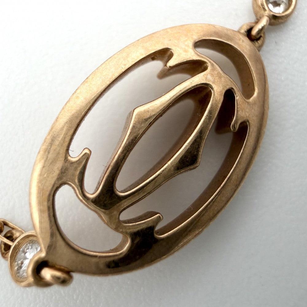 CARTIER カルティエ ブレスレット ロゴ ドゥーブルC ジュエリー アクセサリー 18金PG Au750 K18ピンクゴールド ダイヤモンド レディース 約2.9g【中古品】