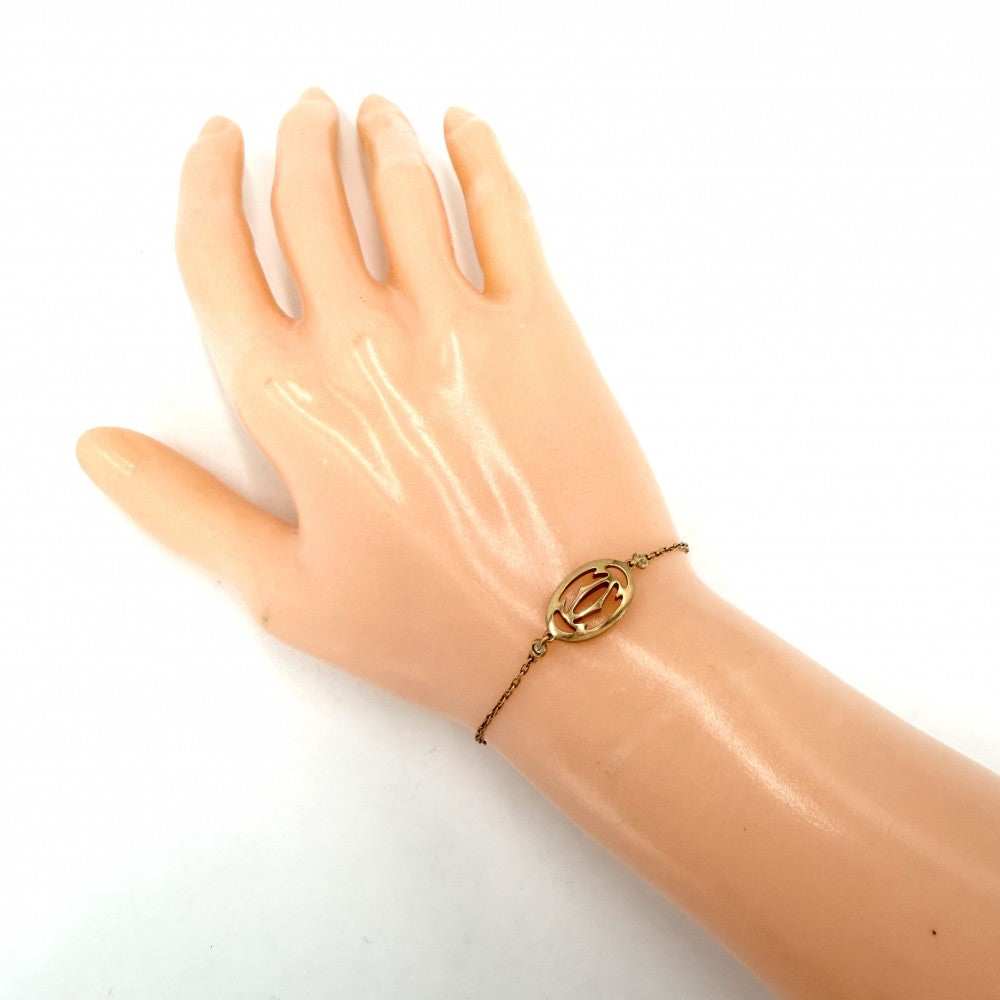CARTIER カルティエ ブレスレット ロゴ ドゥーブルC ジュエリー アクセサリー 18金PG Au750 K18ピンクゴールド ダイヤモンド レディース 約2.9g【中古品】
