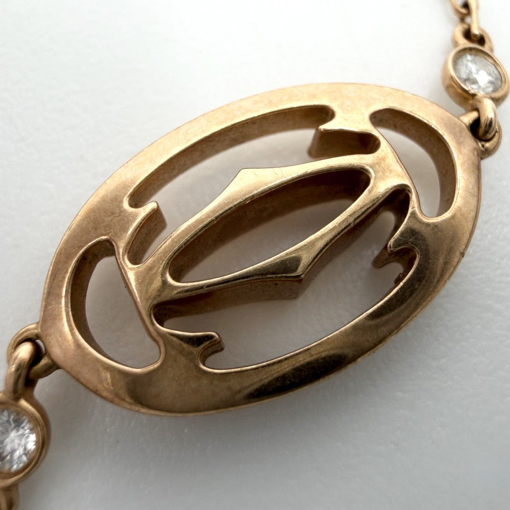 CARTIER カルティエ ブレスレット ロゴ ドゥーブルC ジュエリー アクセサリー 18金PG Au750 K18ピンクゴールド ダイヤモンド レディース 約2.9g【中古品】