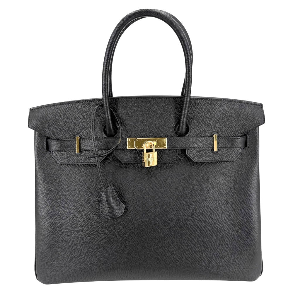 HERMES エルメス ハンドバッグ バーキン35 内縫い D刻印 レザー ブラック 黒 ゴールド金具 レディース 2019年【中古品】